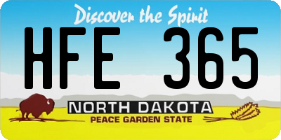 ND license plate HFE365
