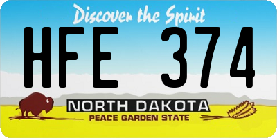 ND license plate HFE374