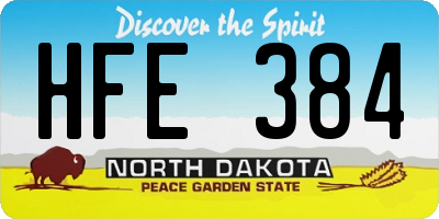 ND license plate HFE384