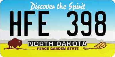 ND license plate HFE398