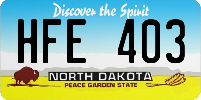 ND license plate HFE403