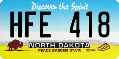 ND license plate HFE418
