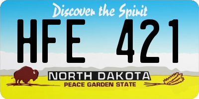 ND license plate HFE421