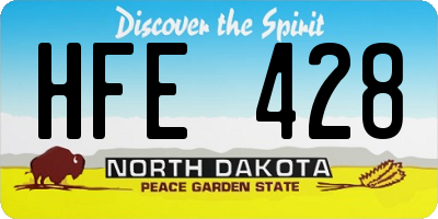 ND license plate HFE428