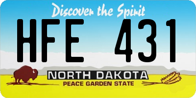 ND license plate HFE431