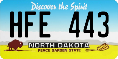 ND license plate HFE443