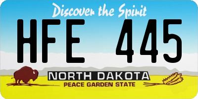 ND license plate HFE445