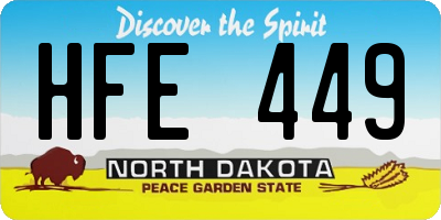 ND license plate HFE449