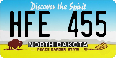 ND license plate HFE455
