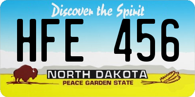 ND license plate HFE456