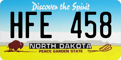 ND license plate HFE458