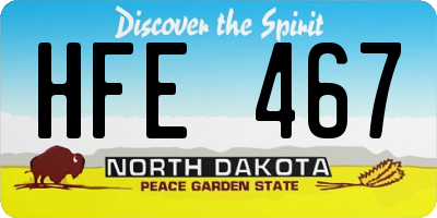 ND license plate HFE467