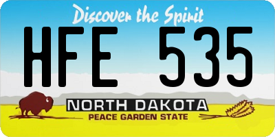 ND license plate HFE535