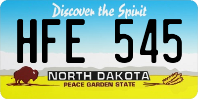 ND license plate HFE545