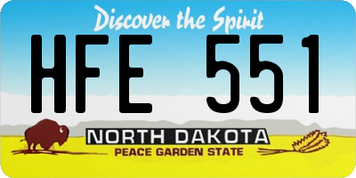 ND license plate HFE551