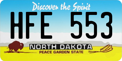 ND license plate HFE553