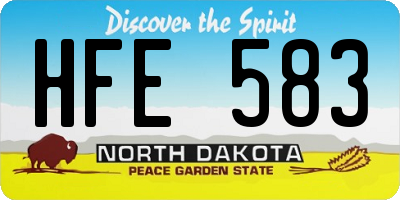 ND license plate HFE583