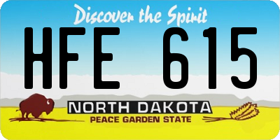 ND license plate HFE615