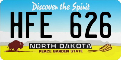 ND license plate HFE626