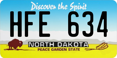 ND license plate HFE634