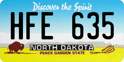 ND license plate HFE635