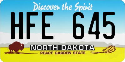 ND license plate HFE645