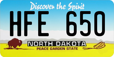 ND license plate HFE650