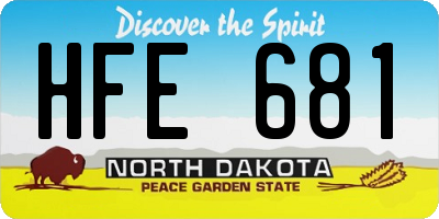 ND license plate HFE681