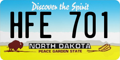 ND license plate HFE701