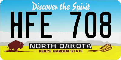 ND license plate HFE708