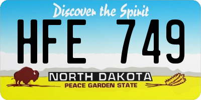 ND license plate HFE749