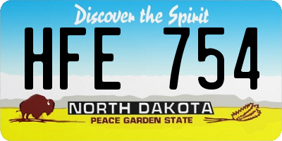 ND license plate HFE754