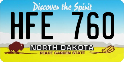 ND license plate HFE760