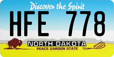 ND license plate HFE778