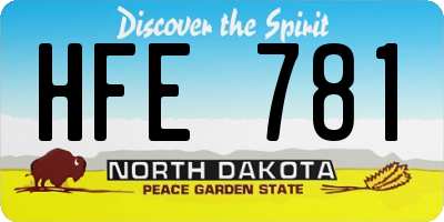 ND license plate HFE781