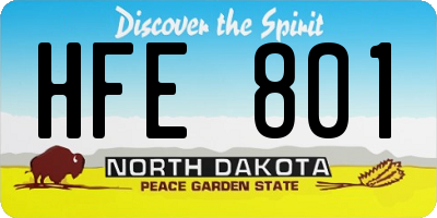 ND license plate HFE801