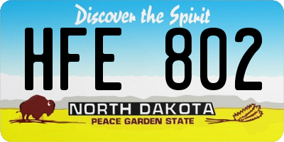 ND license plate HFE802