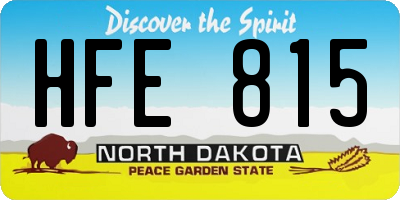 ND license plate HFE815