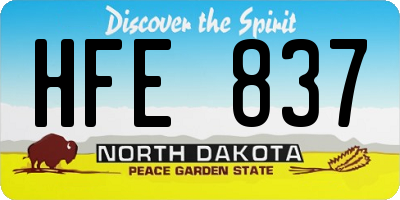 ND license plate HFE837