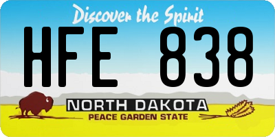 ND license plate HFE838