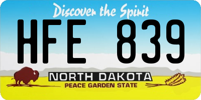 ND license plate HFE839