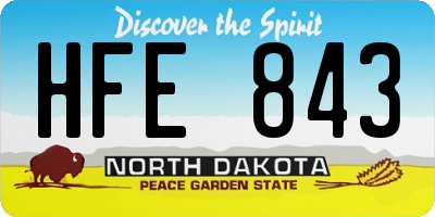ND license plate HFE843