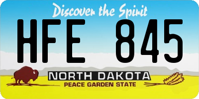 ND license plate HFE845