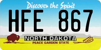 ND license plate HFE867