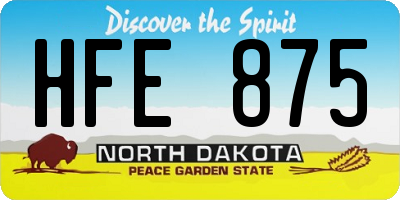 ND license plate HFE875