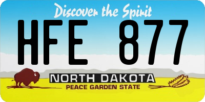 ND license plate HFE877