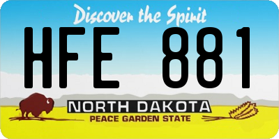 ND license plate HFE881