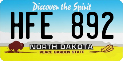ND license plate HFE892