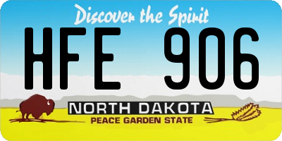 ND license plate HFE906