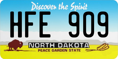 ND license plate HFE909